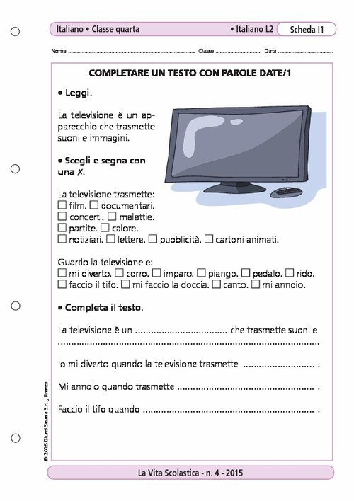 Completare un testo con parole date/1 | Giunti Scuola