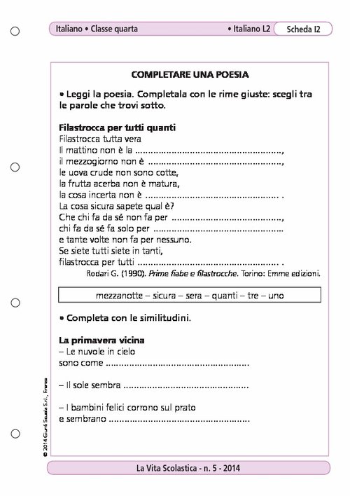 Completare una poesia | Giunti Scuola Completare una poesia | Giunti Scuola