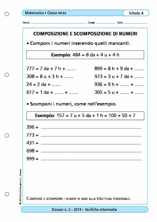 Composizione e scomposizione di numeri | Giunti Scuola Composizione e scomposizione di numeri | Giunti Scuola