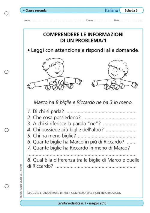 Comprendere le informazioni di un problema/1 | Giunti Scuola Comprendere le informazioni di un problema/1 | Giunti Scuola
