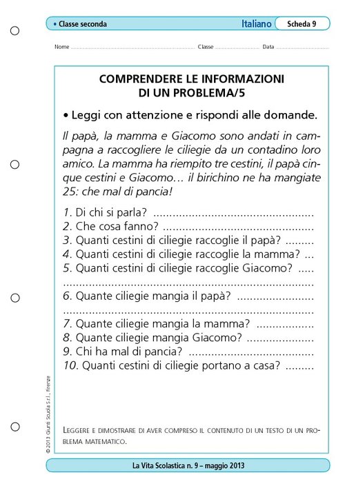Comprendere le informazioni di un problema/5 | Giunti Scuola Comprendere le informazioni di un problema/5 | Giunti Scuola