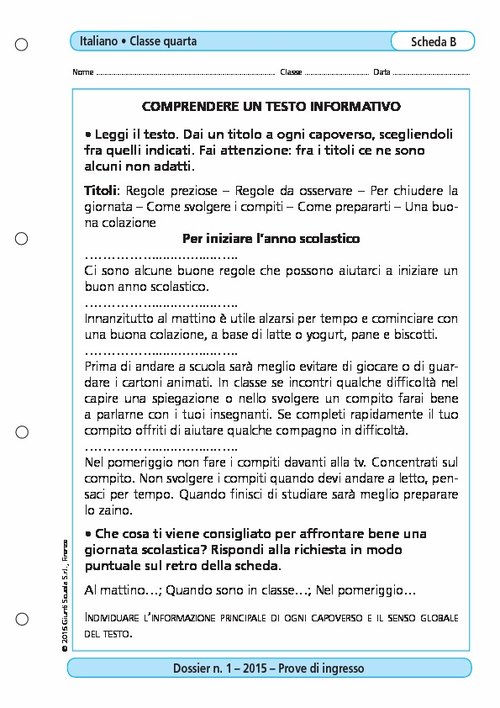 Comprendere un testo informativo | Giunti Scuola Comprendere un testo informativo | Giunti Scuola