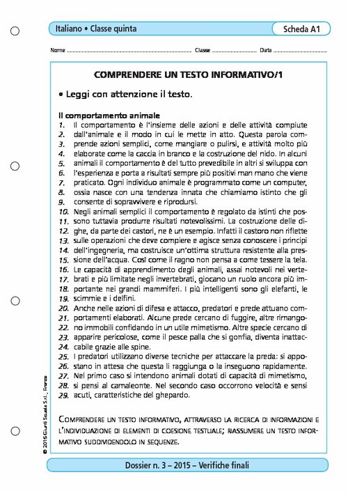 Comprendere un testo informativo/1 | Giunti Scuola Comprendere un testo informativo/1 | Giunti Scuola