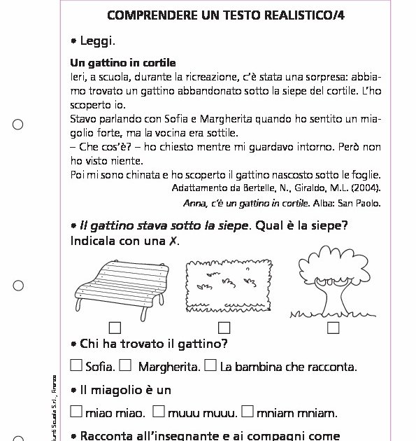 Comprendere un testo realistico/4 Giunti Scuola Comprendere un testo realistico/4 Giunti Scuola