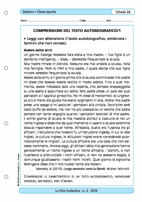 Comprensione del testo autobiografico/1 | Giunti Scuola Comprensione del testo autobiografico/1 | Giunti Scuola
