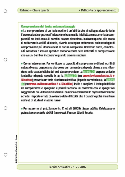 Comprensione del testo: automonitoraggio | Giunti Scuola