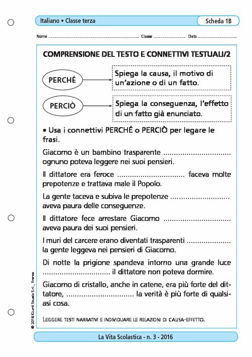 Comprensione del testo e connettivi testuali/2 | Giunti Scuola Comprensione del testo e connettivi testuali/2 | Giunti Scuola
