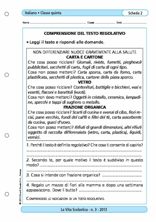 Comprensione del testo regolativo | Giunti Scuola Comprensione del testo regolativo | Giunti Scuola