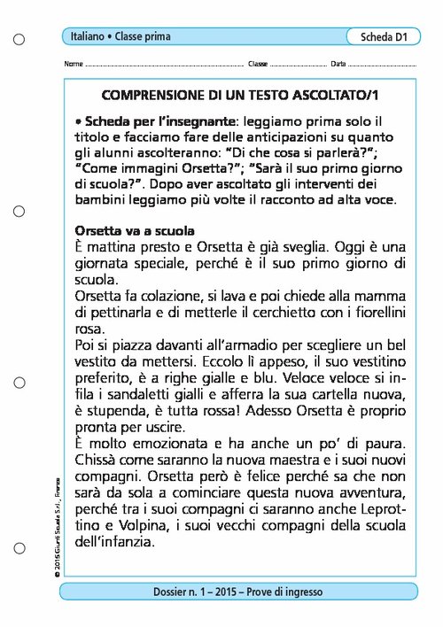 Comprensione di un testo ascoltato/1 | Giunti Scuola Comprensione di un testo ascoltato/1 | Giunti Scuola