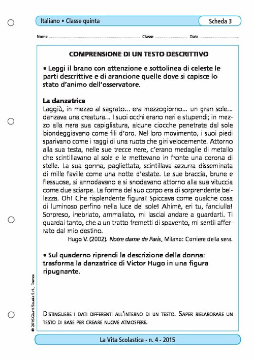 Comprensione di un testo descrittivo | Giunti Scuola Comprensione di un testo descrittivo | Giunti Scuola