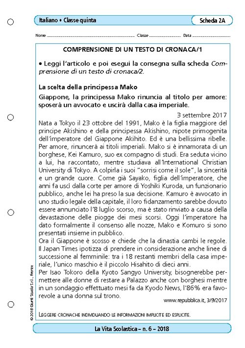Comprensione di un testo di cronaca | Giunti Scuola