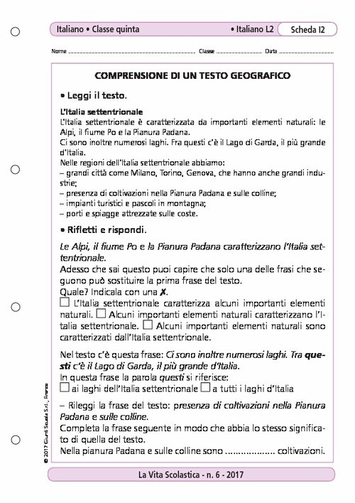Comprensione di un testo geografico | Giunti Scuola Comprensione di un testo geografico | Giunti Scuola