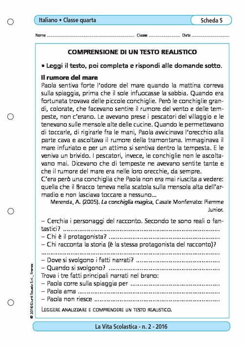 Comprensione di un testo realistico | Giunti Scuola Comprensione di un testo realistico | Giunti Scuola