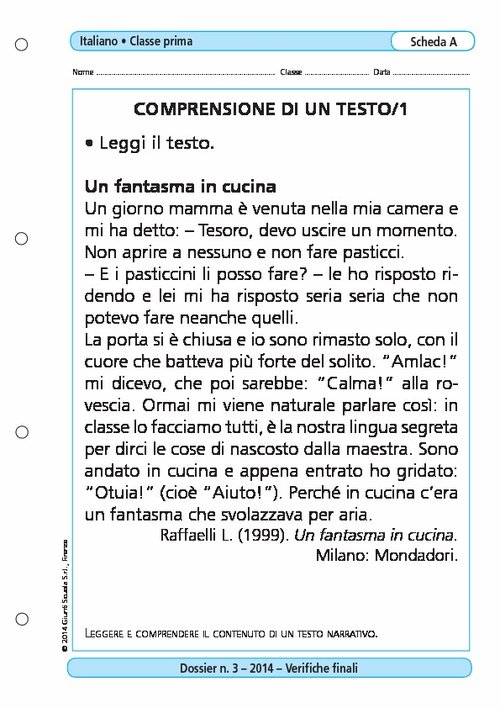 Comprensione di un testo/1 | Giunti Scuola Comprensione di un testo/1 | Giunti Scuola