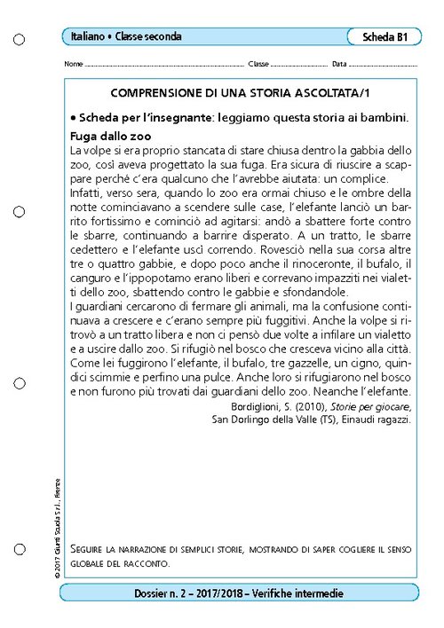 Comprensione di una storia ascoltata/1 | Giunti Scuola Comprensione di una storia ascoltata/1 | Giunti Scuola