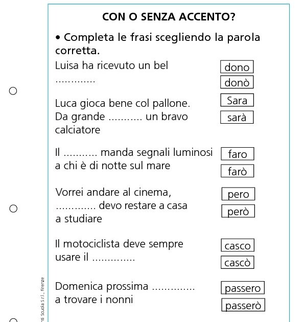 10 Frasi Frasi Con E Senza Accento Con o senza accento? | Giunti Scuola