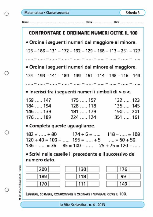 Confrontare e ordinare numeri oltre il 100 | Giunti Scuola Confrontare e ordinare numeri oltre il 100 | Giunti Scuola