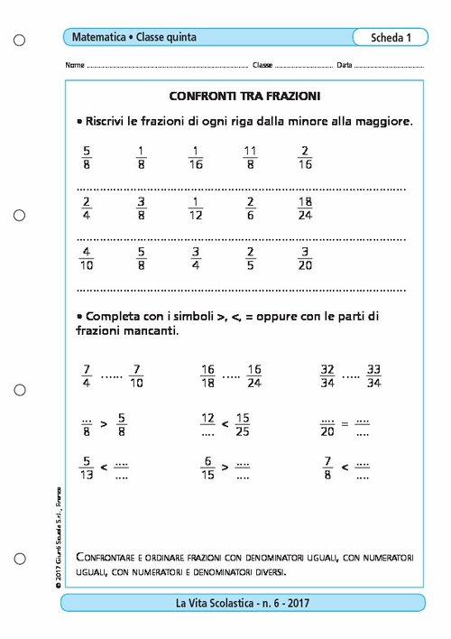 Confronti tra frazioni | Giunti Scuola Confronti tra frazioni | Giunti Scuola
