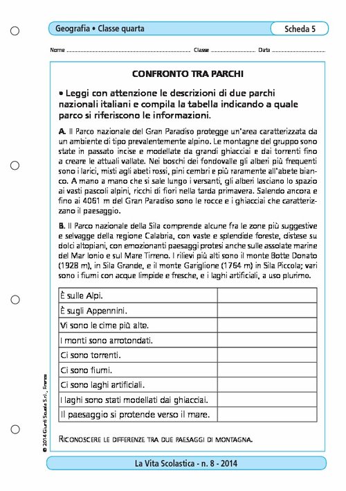 Confronto tra parchi | Giunti Scuola Confronto tra parchi | Giunti Scuola