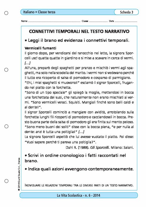 Connettivi temporali nel testo narrativo | Giunti Scuola Connettivi temporali nel testo narrativo | Giunti Scuola