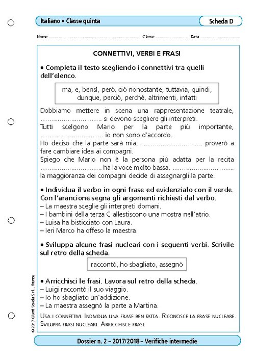 Connettivi, verbi e frasi | Giunti Scuola Connettivi, verbi e frasi | Giunti Scuola