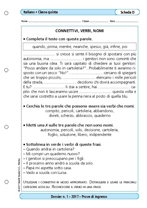 Connettivi, verbi, nomi | Giunti Scuola Connettivi, verbi, nomi | Giunti Scuola