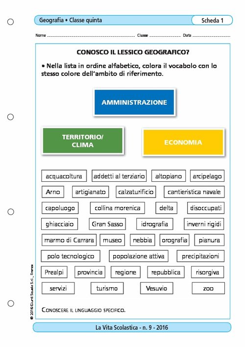 Conosco il lessico geografico? | Giunti Scuola Conosco il lessico geografico? | Giunti Scuola