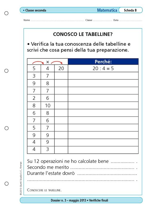 Conosco le tabelline? | Giunti Scuola Conosco le tabelline? | Giunti Scuola
