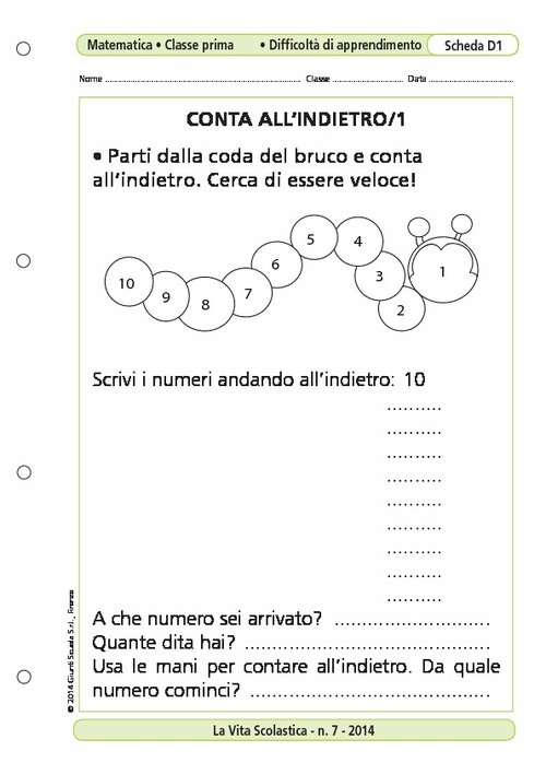 Conta all'indietro/1 | Giunti Scuola Conta all'indietro/1 | Giunti Scuola