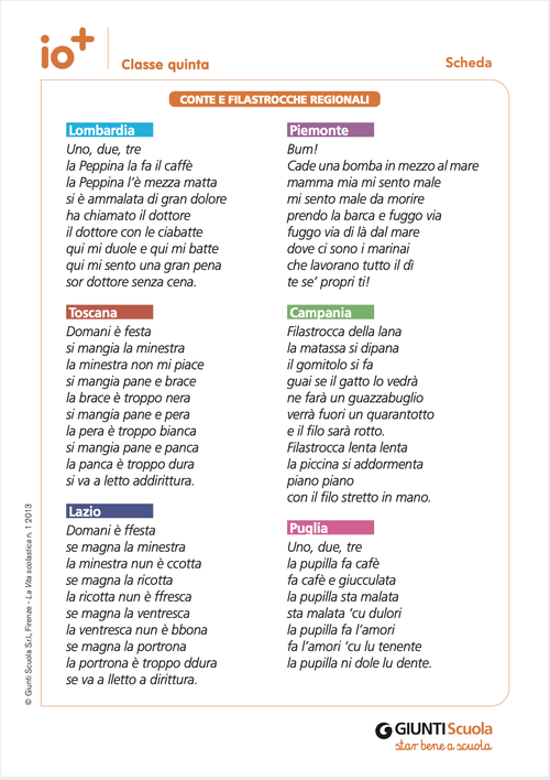 Conte e filastrocche regionali | Giunti Scuola