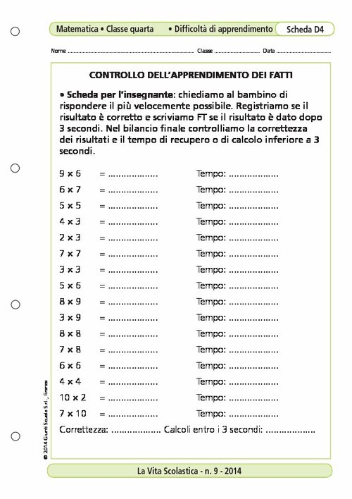 Controllo dell'apprendimento dei fatti | Giunti Scuola Controllo dell'apprendimento dei fatti | Giunti Scuola