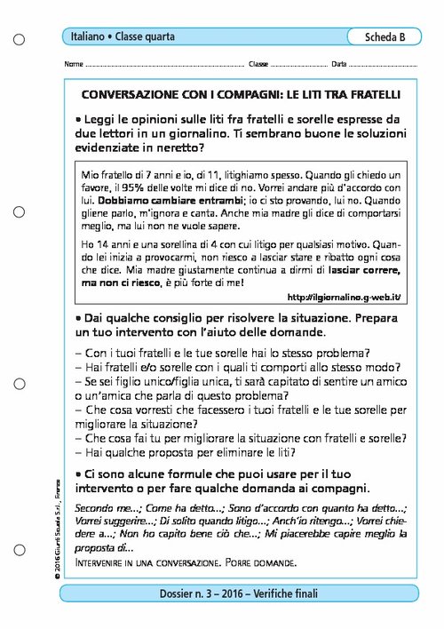 Conversazione con i compagni: le liti tra fratelli | Giunti Scuola Conversazione con i compagni: le liti tra fratelli | Giunti Scuola