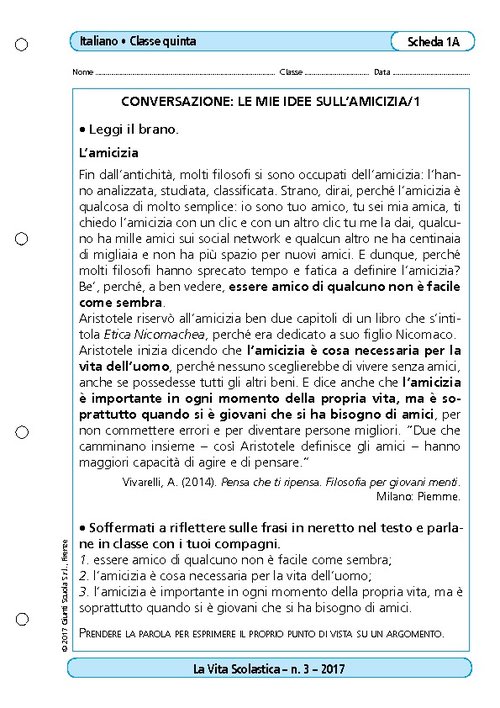 Conversazione: le mie idee sull'amicizia/1 | Giunti Scuola Conversazione: le mie idee sull'amicizia/1 | Giunti Scuola