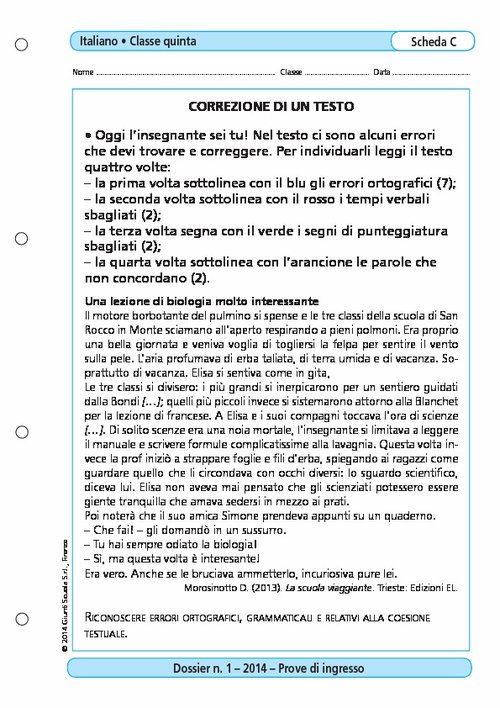 Correzione di un testo | Giunti Scuola Correzione di un testo | Giunti Scuola