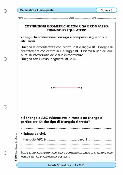 Costruzioni geometriche con riga e compasso: traingolo equilatero | Giunti Scuola Costruzioni geometriche con riga e compasso: traingolo equilatero | Giunti Scuola