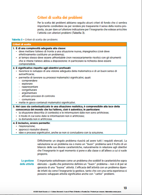 Criteri di scelta dei problemi - PDF | Giunti Scuola Criteri di scelta dei problemi - PDF | Giunti Scuola