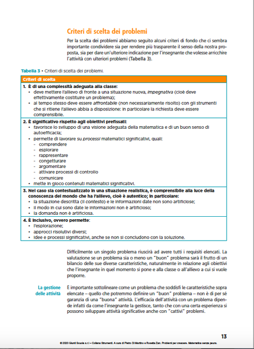 Criteri di scelta dei problemi - PDF | Giunti Scuola