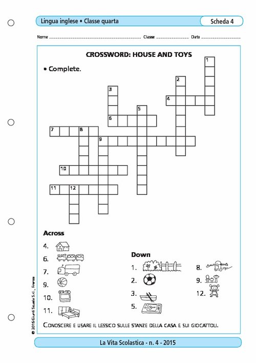 Crossword: house and toys | Giunti Scuola
