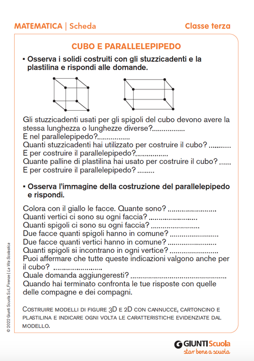 Cubo e parallelepipedo | Giunti Scuola Cubo e parallelepipedo | Giunti Scuola