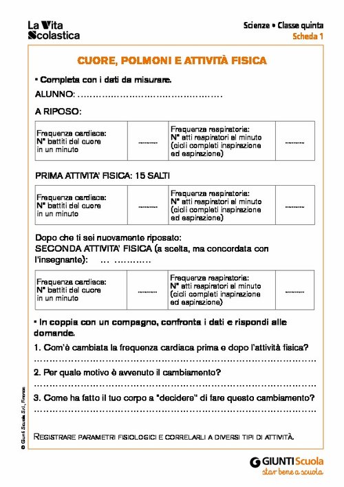 Cuore, polmoni e attività fisica | Giunti Scuola Cuore, polmoni e attività fisica | Giunti Scuola