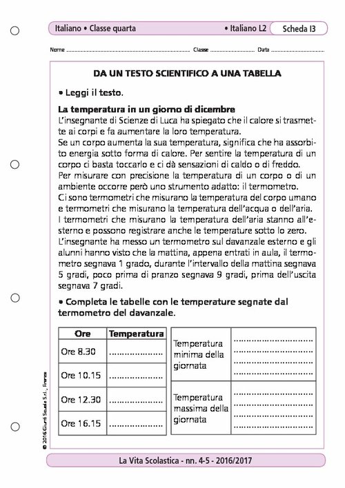 Da un testo scientifico a una tabella | Giunti Scuola Da un testo scientifico a una tabella | Giunti Scuola