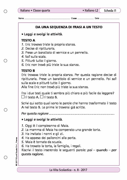 Da una sequenza di frasi a un testo | Giunti Scuola Da una sequenza di frasi a un testo | Giunti Scuola