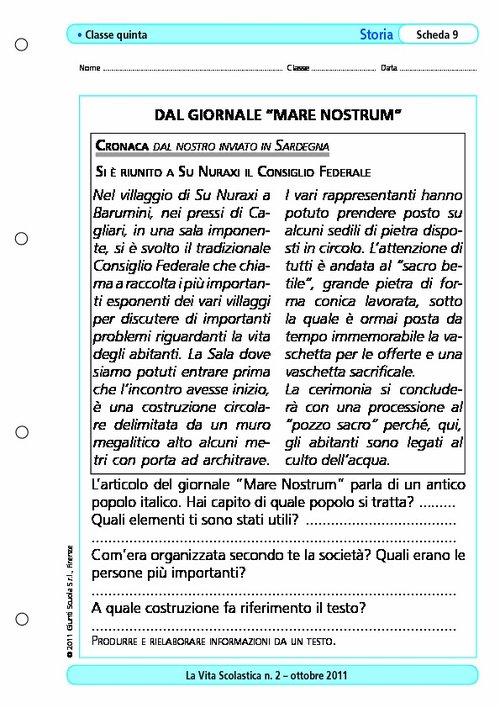 Dal giornale "Mare nostrum" | Giunti Scuola Dal giornale "Mare nostrum" | Giunti Scuola