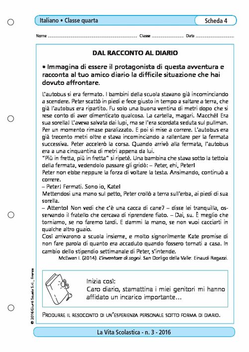 Dal racconto al diario | Giunti Scuola Dal racconto al diario | Giunti Scuola