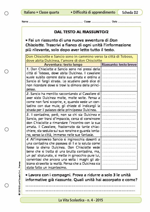 Dal testo al riassunto/2 | Giunti Scuola Dal testo al riassunto/2 | Giunti Scuola