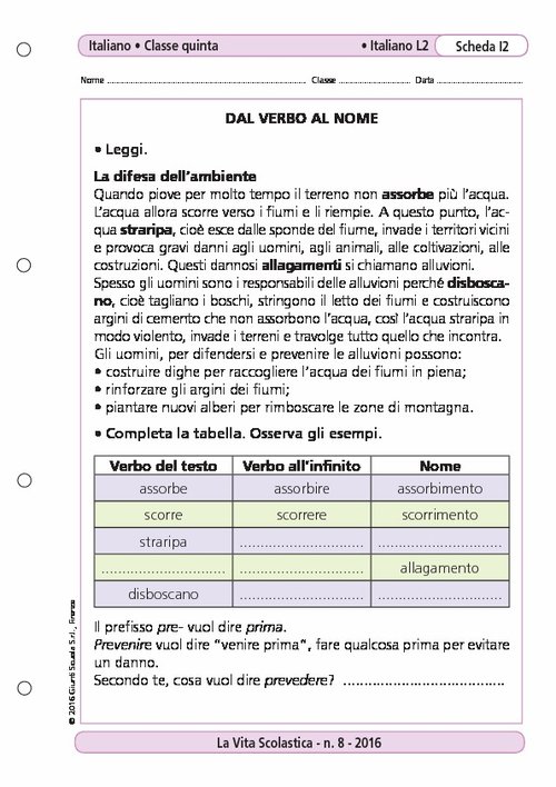 Dal verbo al nome | Giunti Scuola Dal verbo al nome | Giunti Scuola