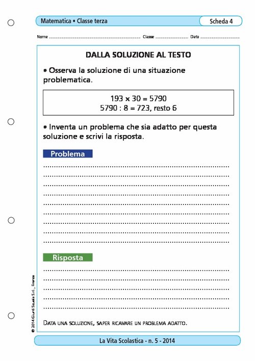 Dalla soluzione al testo | Giunti Scuola Dalla soluzione al testo | Giunti Scuola
