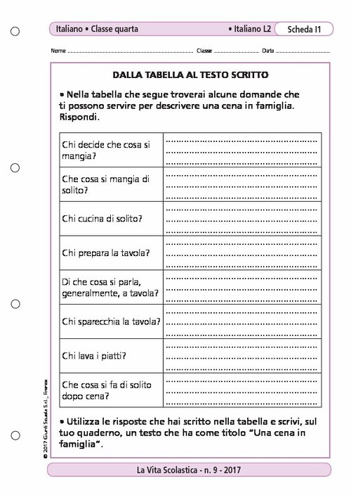 Dalla tabella al testo scritto | Giunti Scuola