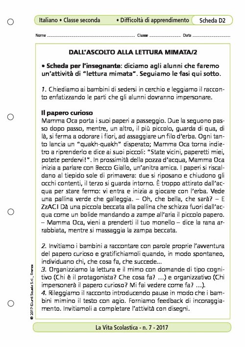 Dall'ascolto alla lettura mimata/2 | Giunti Scuola Dall'ascolto alla lettura mimata/2 | Giunti Scuola