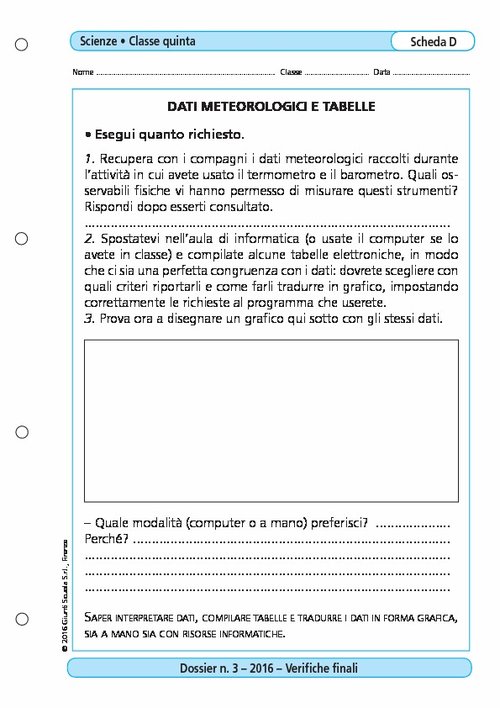 Dati meteorologici e tabelle | Giunti Scuola Dati meteorologici e tabelle | Giunti Scuola